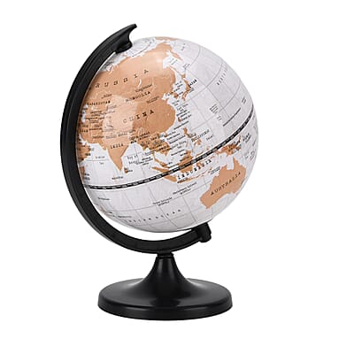 Livmore Illuminated Light and Educational HD Printed Globe of the world with stand (Size: D 6*H 7.87)- White