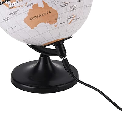 Livmore Illuminated Light and Educational HD Printed Globe of the world with stand (Size: D 6*H 7.87)- White