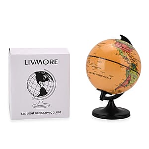Livmore Illuminated Light and Educational HD Printed Globe of the world with Stand - Yellow