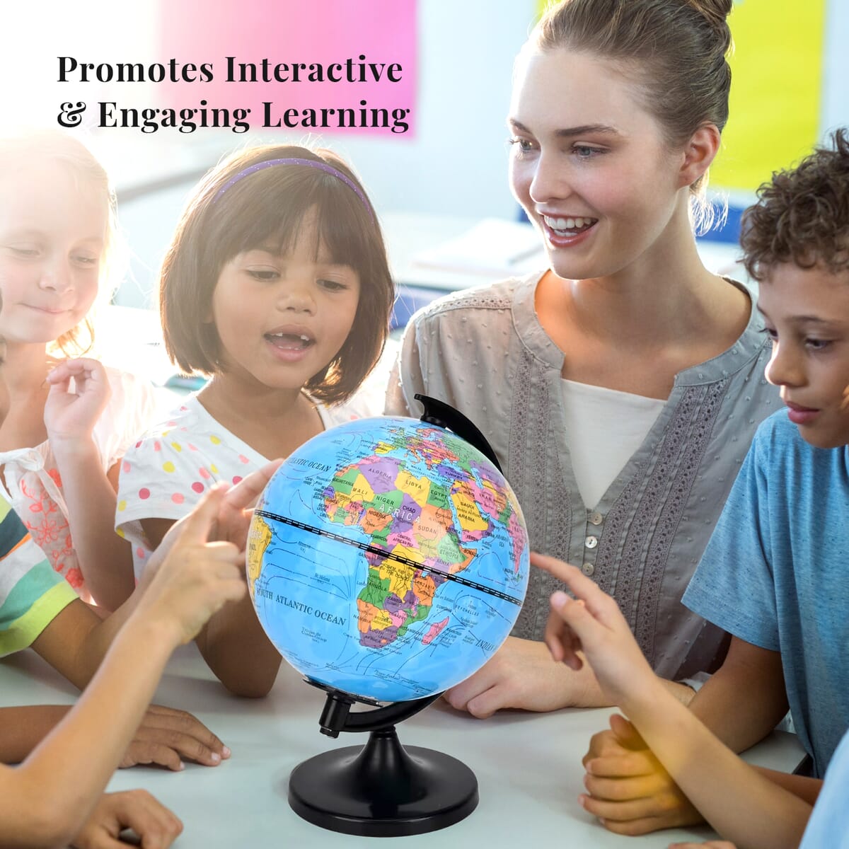 Illuminated Light and Educational HD Printed Globe of the world with stand (Size: D 6*H 7.87)- Blue image number 2