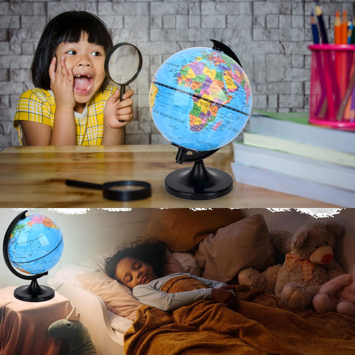 Illuminated Light and Educational HD Printed Globe of the world with stand (Size: D 6*H 7.87)- Blue image number 5