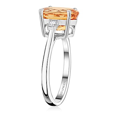 Certified & Appraised Rhapsody 950 Platinum AAAA Imperial Topaz, Diamond (E-F, VS) (0.16 cts) Ring (Size 10.0) (6.25 g) 5.70 ctw