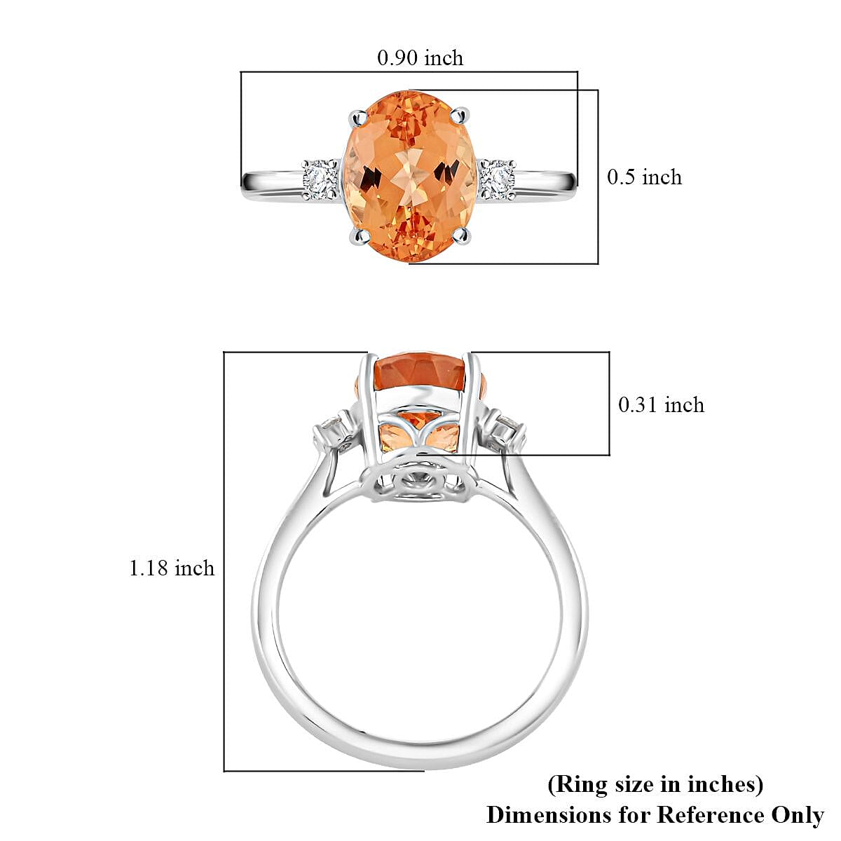 Certified & Appraised Rhapsody 950 Platinum AAAA Imperial Topaz, Diamond (E-F, VS) (0.16 cts) Ring (Size 10.0) (6.25 g) 5.70 ctw