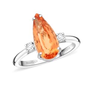 Certified & Appraised Rhapsody 950 Platinum AAAA Imperial Topaz and E-F VS Diamond Ring (Size 8.0) 6.20 Grams 5.40 ctw