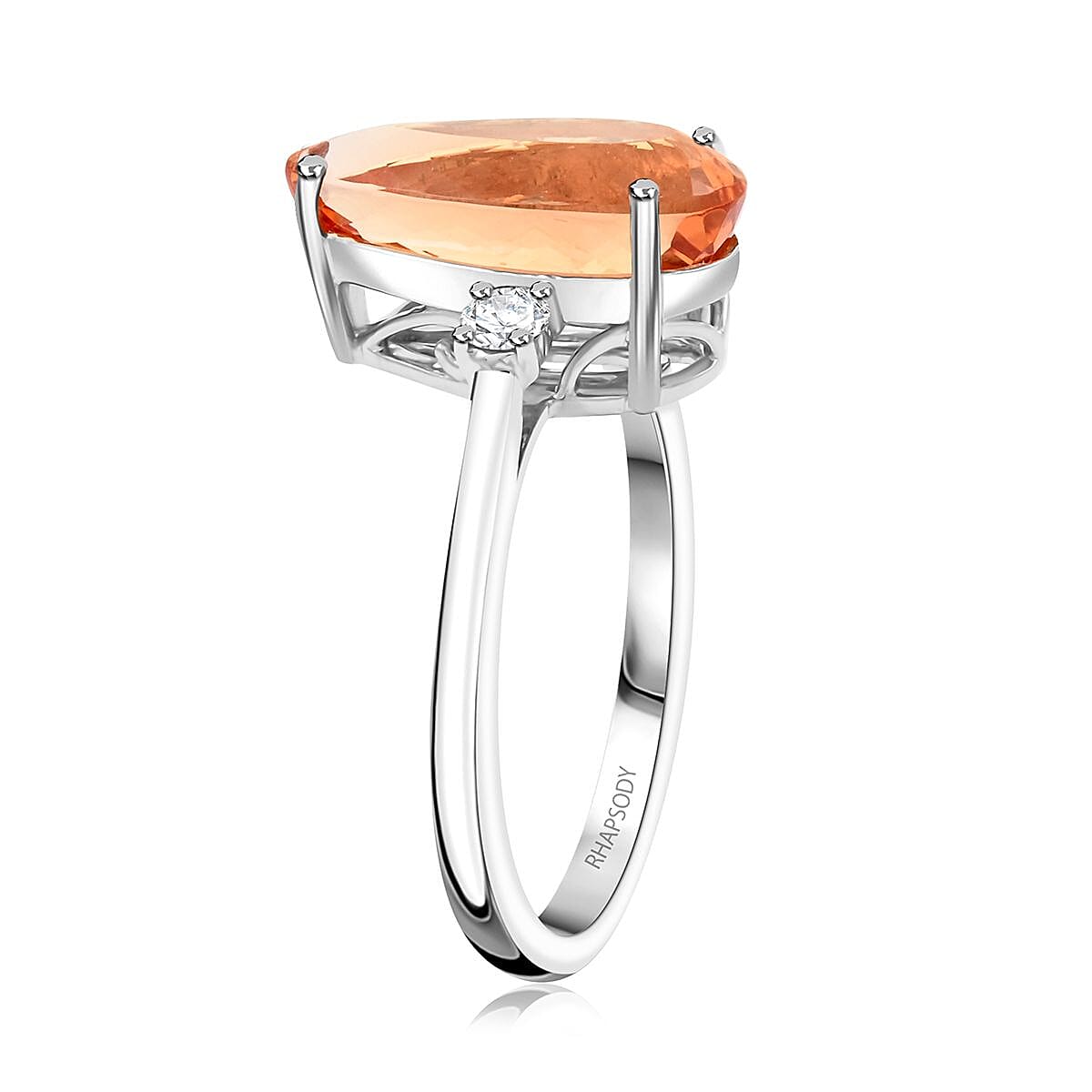 Certified & Appraised Rhapsody 950 Platinum AAAA Imperial Topaz and E-F VS Diamond Ring (Size 8.0) 6.20 Grams 5.40 ctw
