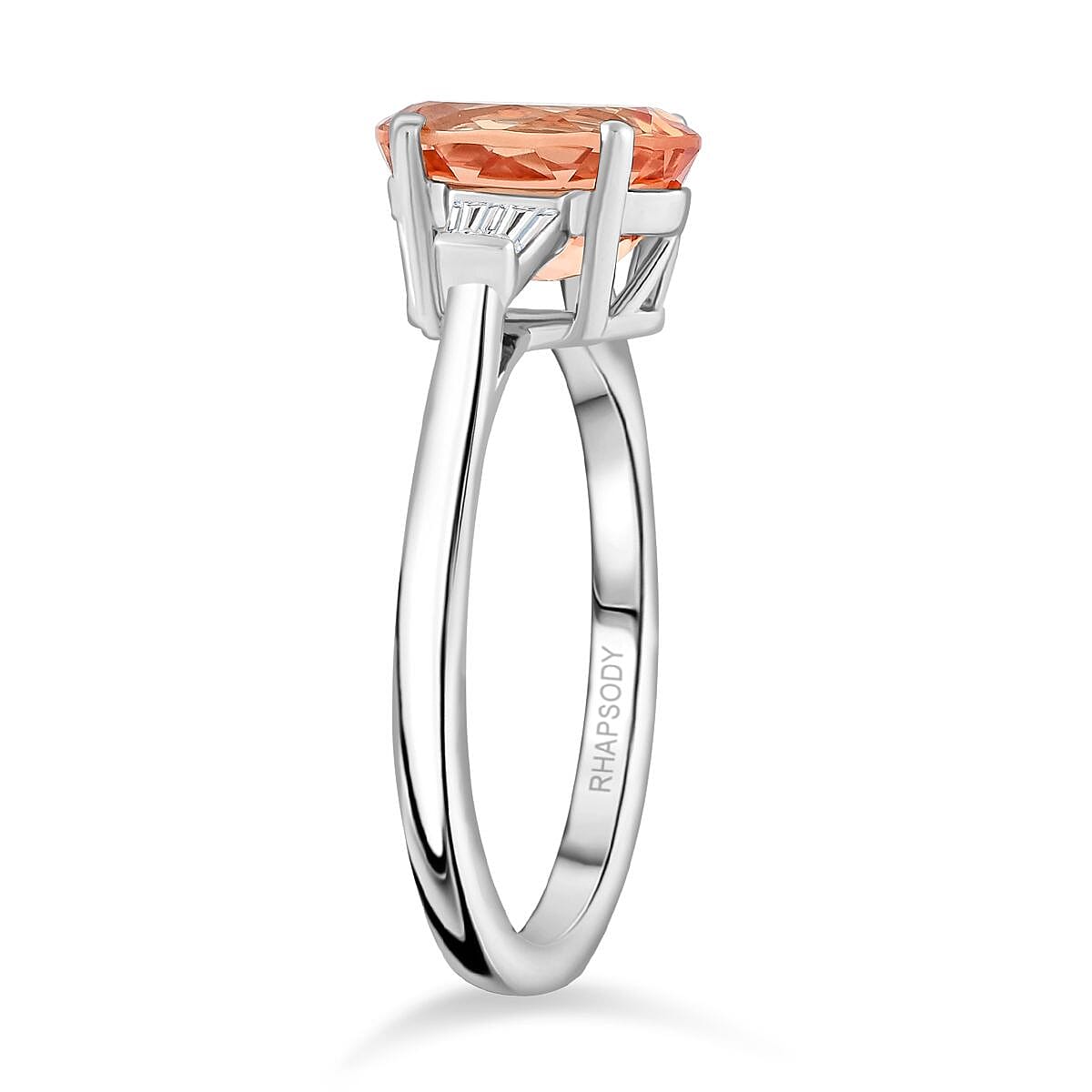 Certified & Appraised Rhapsody AAAA Imperial Topaz and Diamond E-F VS 3.30 ctw Ring in 950 Platinum (Size 10.0) 5.21 Grams