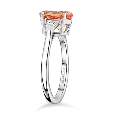 Certified & Appraised Rhapsody AAAA Imperial Topaz and Diamond E-F VS 3.30 ctw Ring in 950 Platinum (Size 10.0) 5.21 Grams