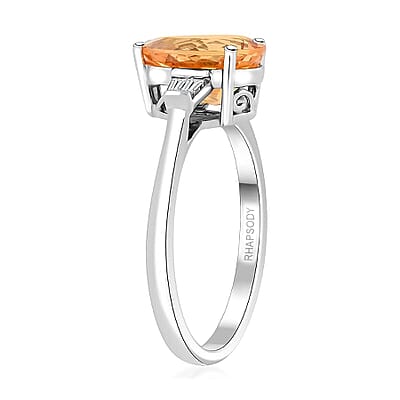 Certified & Appraised Rhapsody AAAA Imperial Topaz and Diamond E-F VS 3.50 ctw Ring in 950 Platinum (Size 11.0) 5.84 Grams