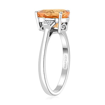 Certified & Appraised Rhapsody AAAA Imperial Topaz and Diamond E-F VS 3.50 ctw Ring in 950 Platinum (Size 6.0) 5.84 Grams