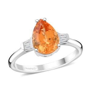Certified & Appraised Rhapsody 950 Platinum AAAA Imperial Topaz, Diamond (E-F, VS) (0.16 cts) Ring (Size 8.0) (5.84 g) 3.50 ctw