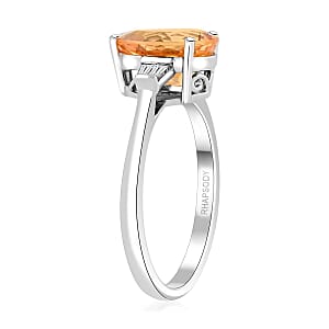 Certified & Appraised Rhapsody 950 Platinum AAAA Imperial Topaz, Diamond (E-F, VS) (0.16 cts) Ring (Size 8.0) (5.84 g) 3.50 ctw