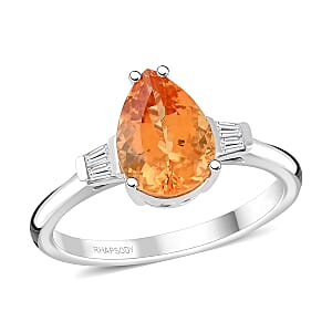 Certified & Appraised Rhapsody AAAA Imperial Topaz and Diamond E-F VS 3.50 ctw Ring in 950 Platinum (Size 9.5) 5.84 Grams