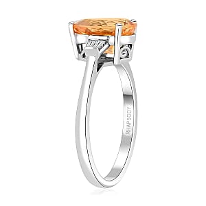 Certified & Appraised Rhapsody AAAA Imperial Topaz and Diamond E-F VS 3.50 ctw Ring in 950 Platinum (Size 9.5) 5.84 Grams