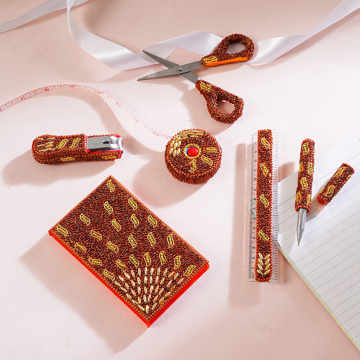 Material- Poath,Set of 6- (Diary,Nailcutter, Scale, Measurement Tape,Scissor,Pen ) image number 1