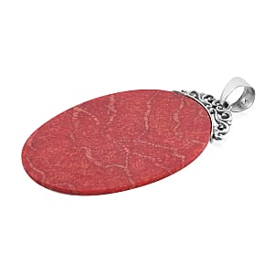Sponge Coral Oval Pendant without Chain in Sterling Silver