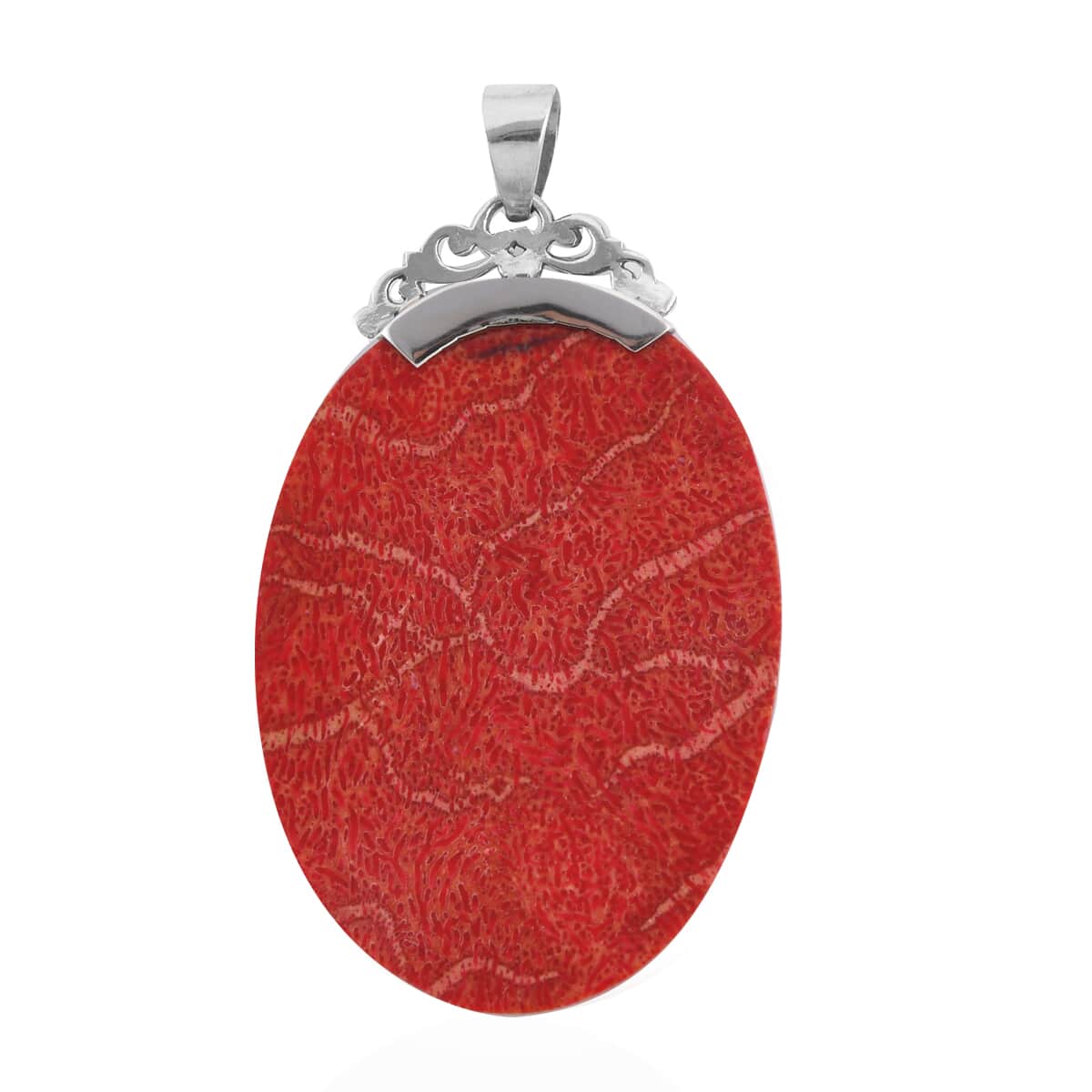 Sponge Coral Oval Pendant in Sterling Silver image number 3