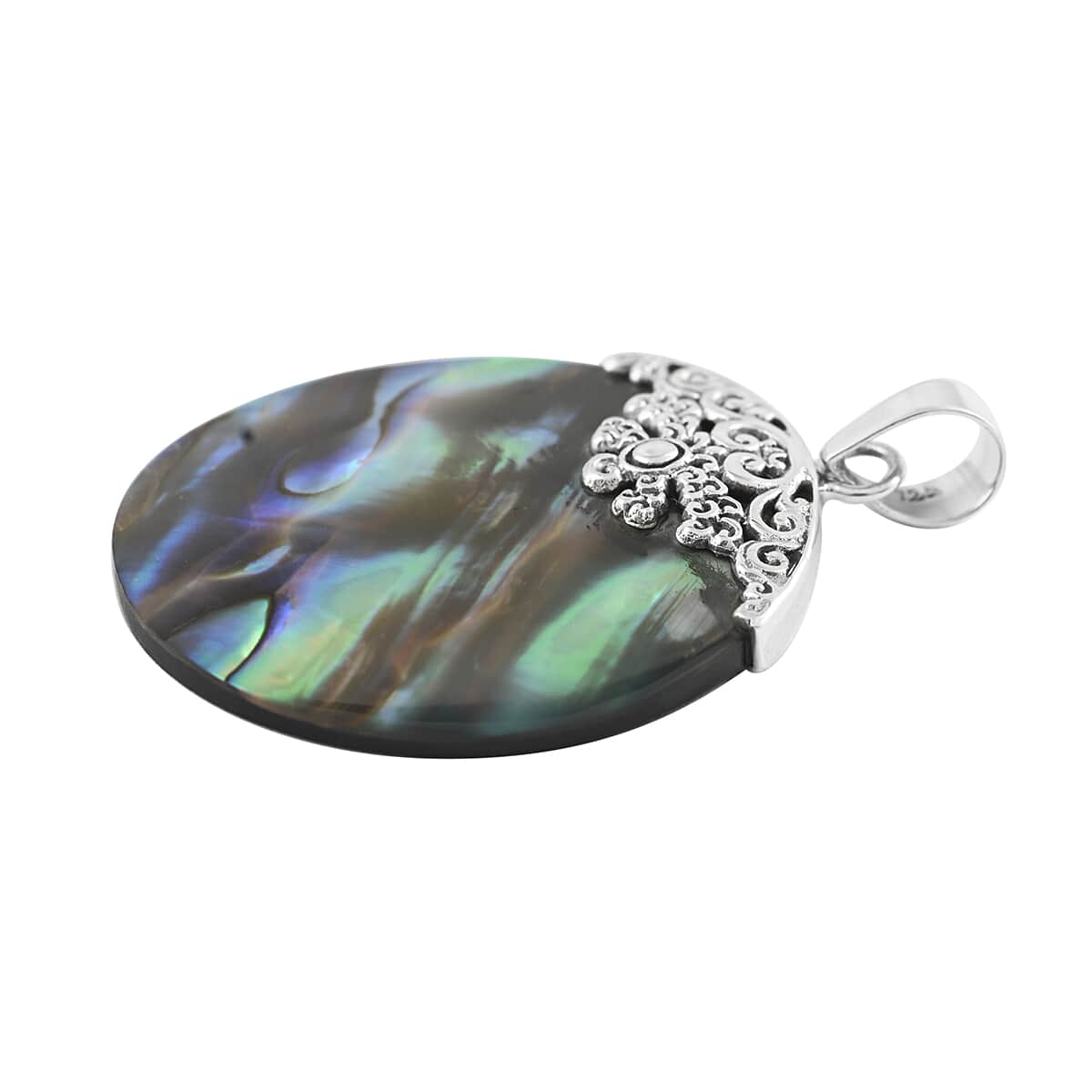 Abalone Shell Round Pendant in Sterling Silver image number 2