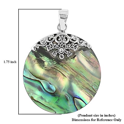 Abalone Shell Round Pendant without Chain in Sterling Silver