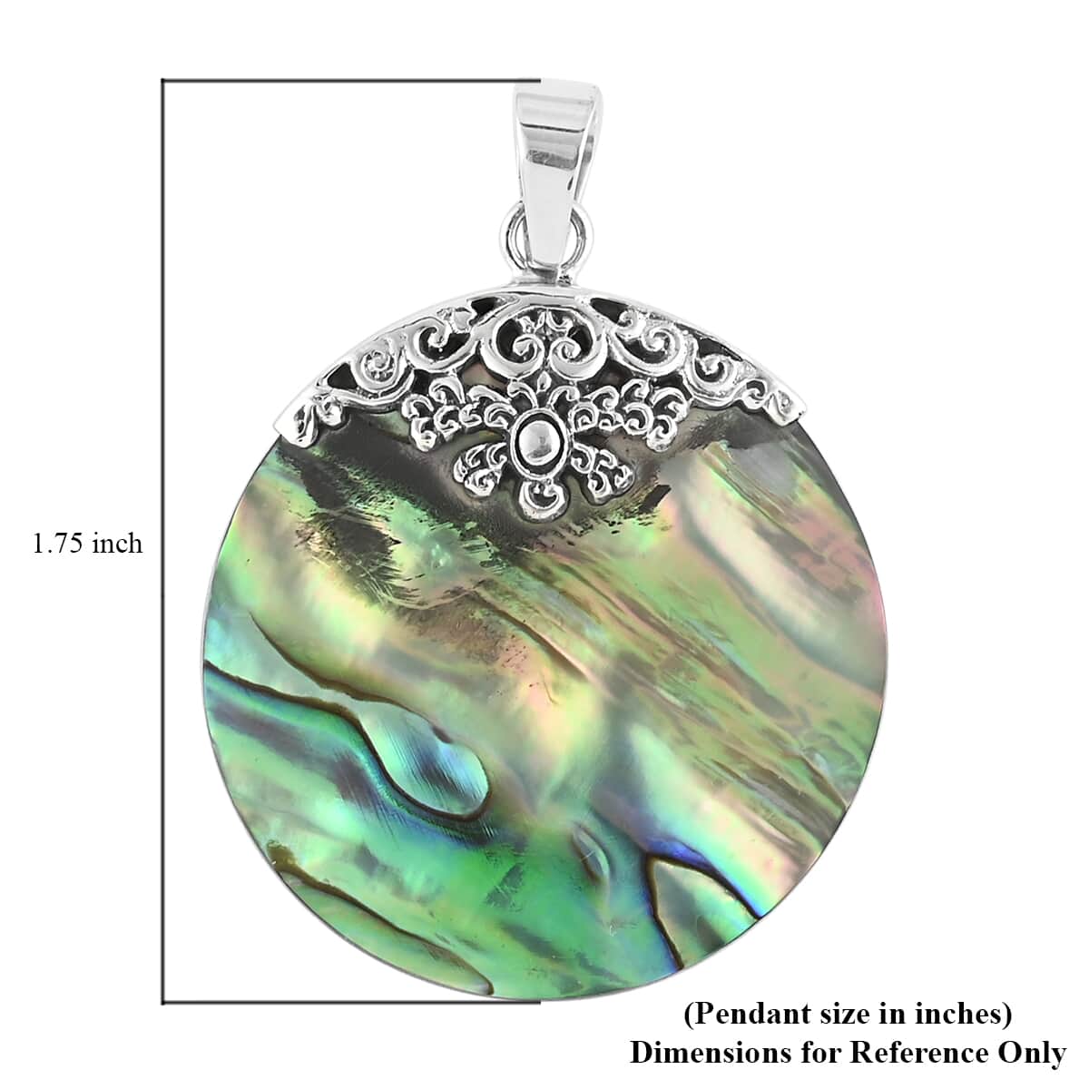Abalone Shell Round Pendant in Sterling Silver image number 3