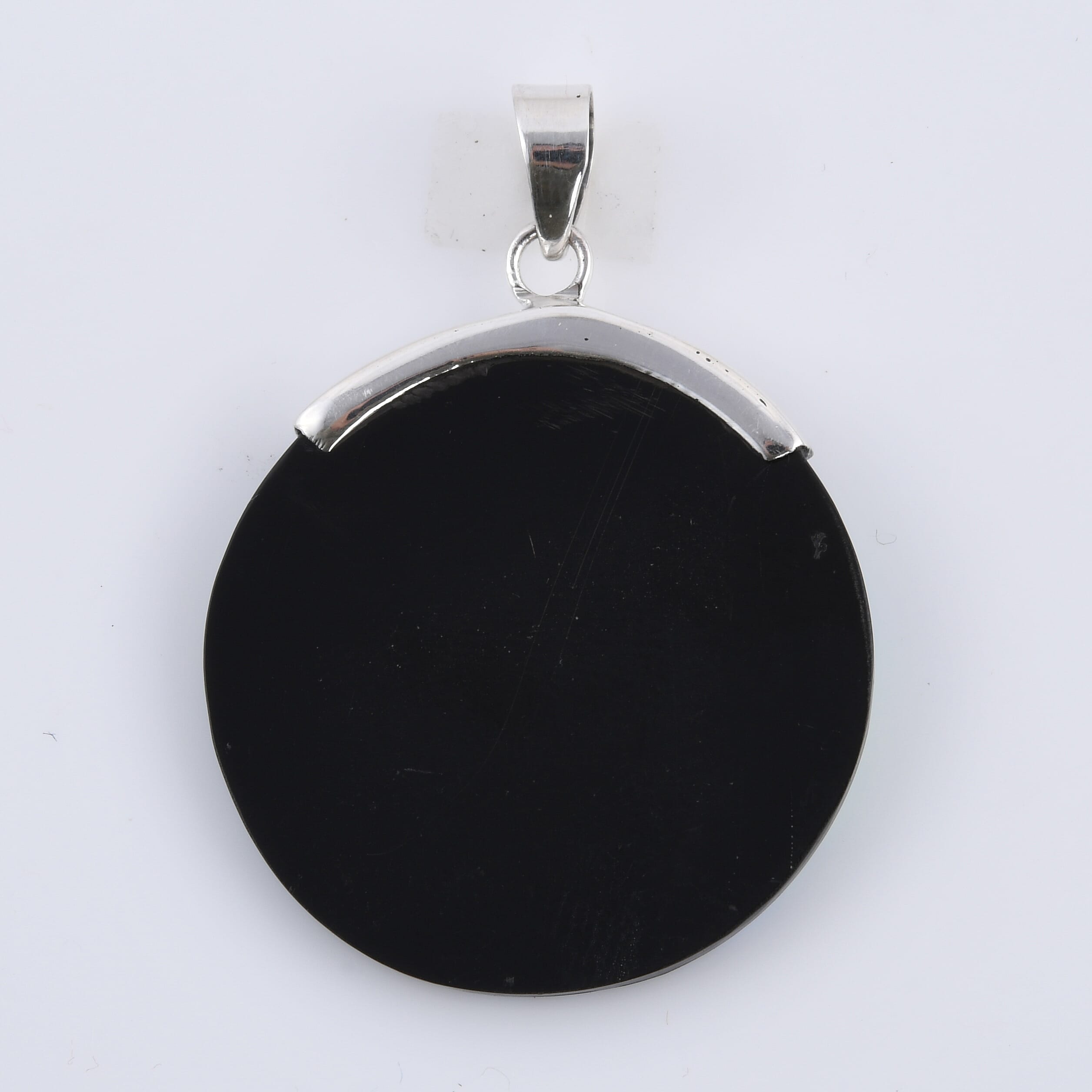 Abalone Shell Round Pendant without Chain in Sterling Silver