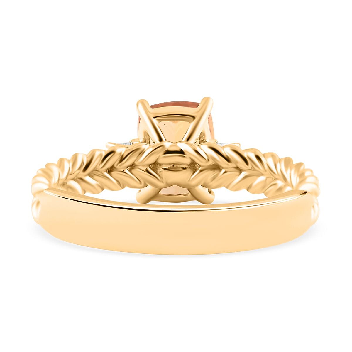 Certified & Appraised Luxoro 10K Yellow Gold AAA Imperial Topaz and G-H I2 Diamond Ring (Size 10.0) 2.00 ctw image number 3