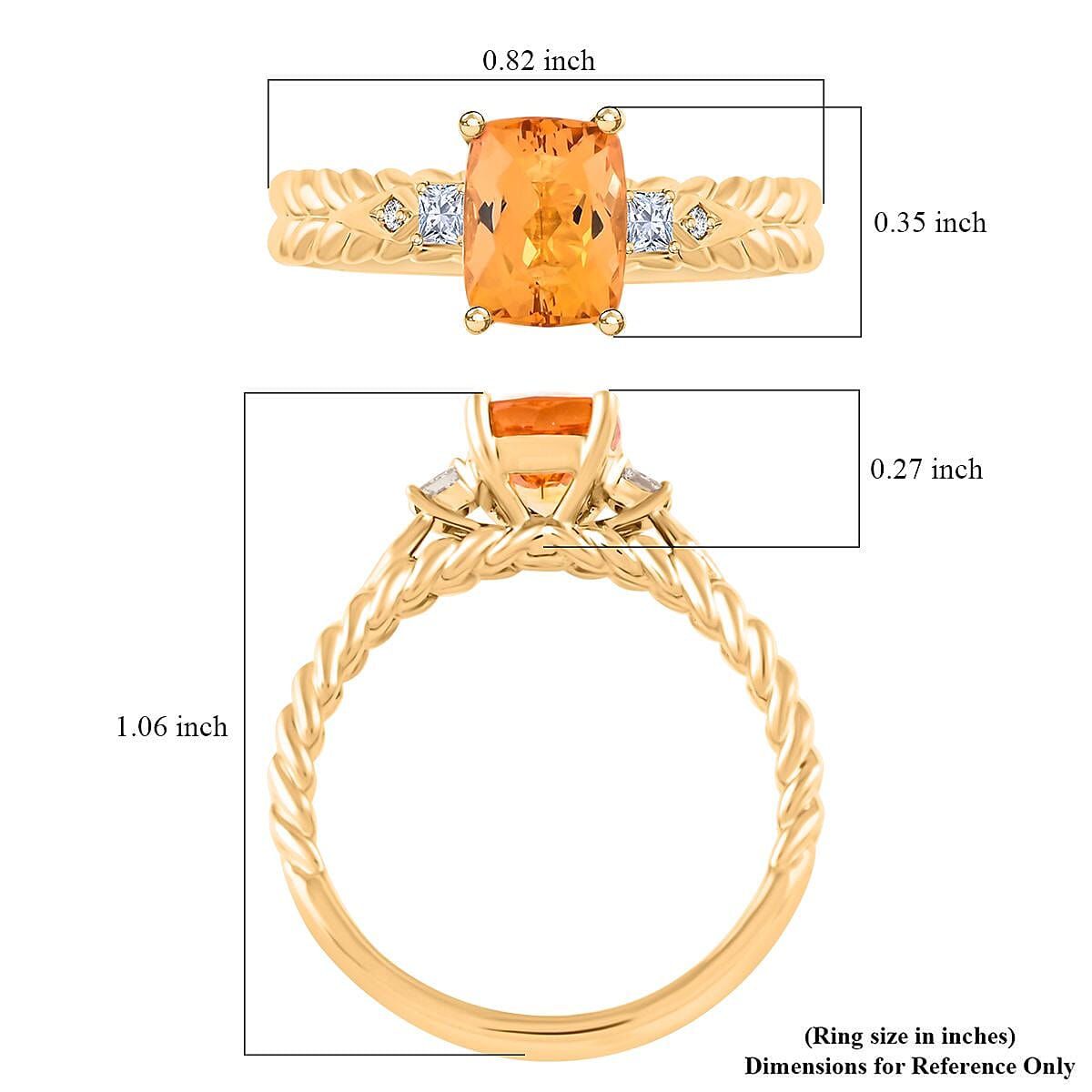 Certified & Appraised Luxoro 10K Yellow Gold AAA Imperial Topaz and G-H I2 Diamond Ring (Size 10.0) 2.00 ctw image number 4