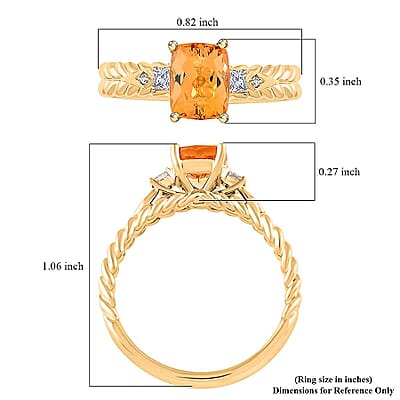Certified & Appraised Luxoro 10K Yellow Gold AAA Imperial Topaz, Diamond (G-H, I2) Ring (Size 11.0) 2.00 ctw