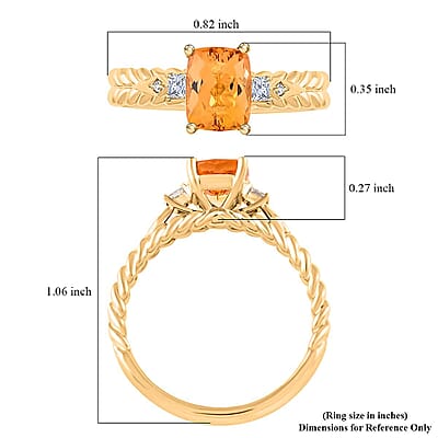 Certified & Appraised Luxoro 10K Yellow Gold AAA Imperial Topaz and G-H I2 Diamond Ring (Size 7.0) 2.00 ctw