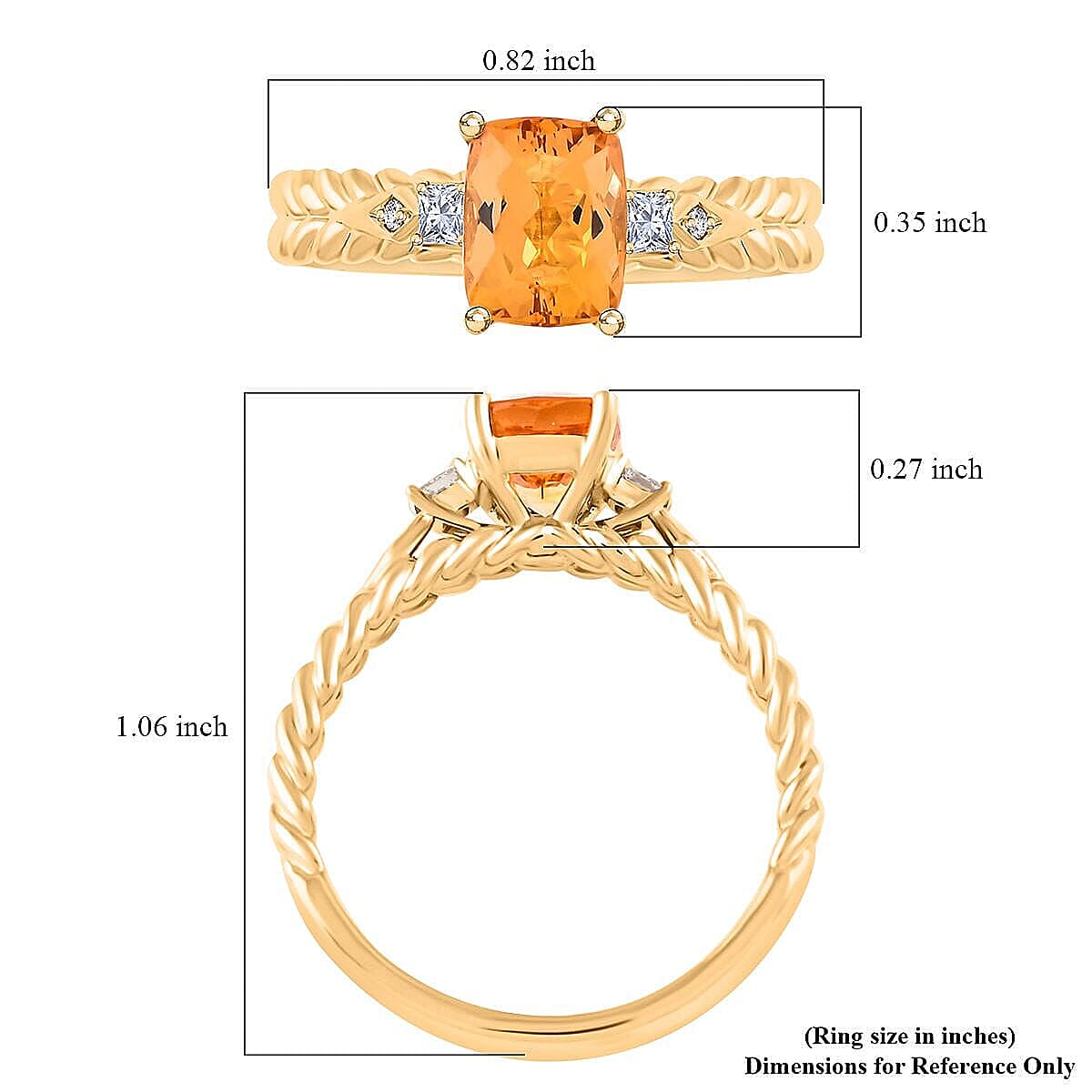 Certified & Appraised Luxoro 10K Yellow Gold AAA Imperial Topaz, Diamond (G-H, I2) Ring (Size 7.5) 2.00 ctw image number 4