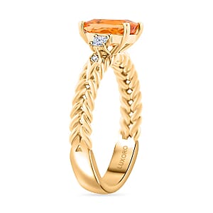 Certified & Appraised Luxoro 10K Yellow Gold AAA Imperial Topaz and G-H I2 Diamond Ring (Size 9.0) 2.00 ctw