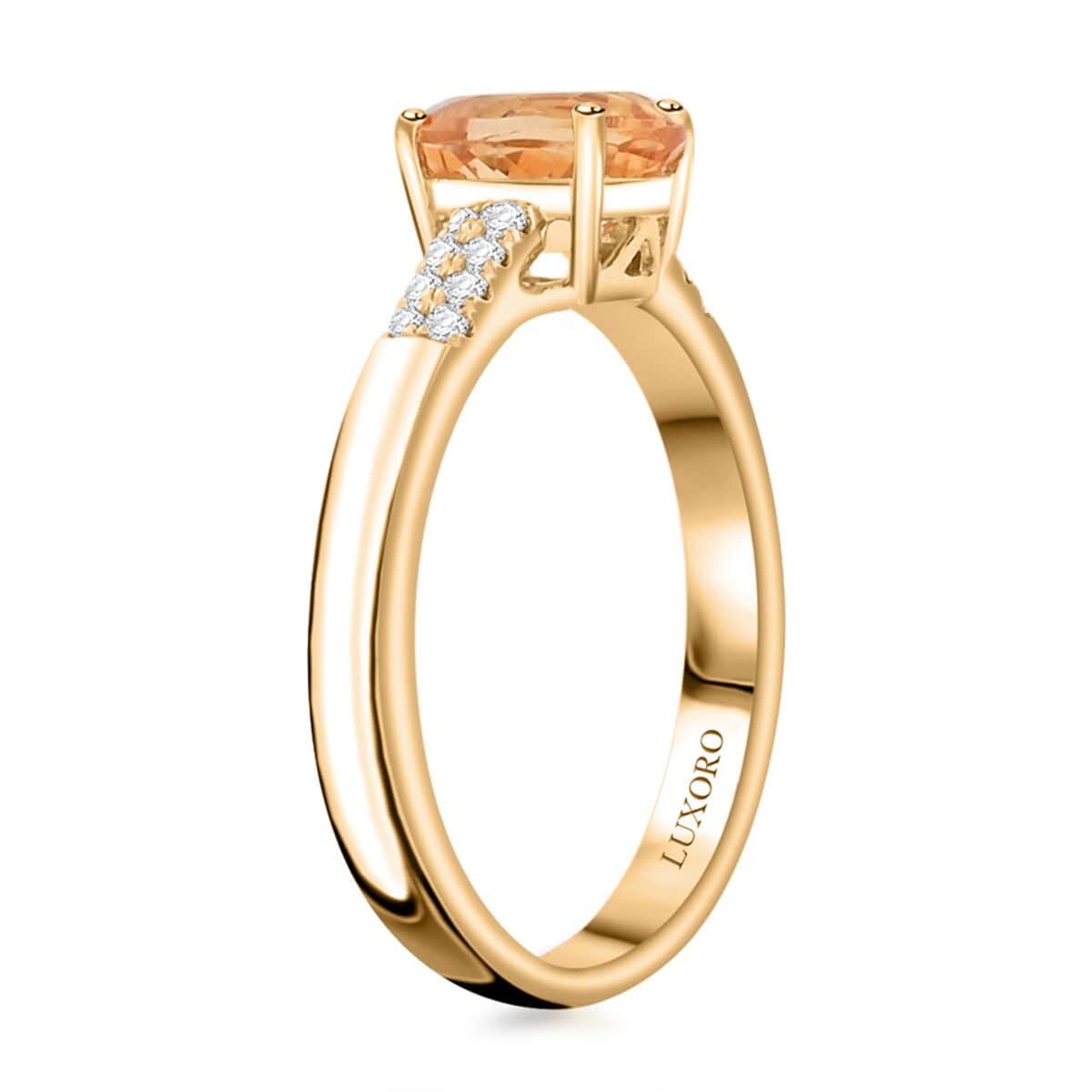 Certified & Appraised Luxoro 10K Yellow Gold AAA Imperial Topaz and G-H I2 Diamond Ring (Size 10.0) 1.55 ctw image number 2