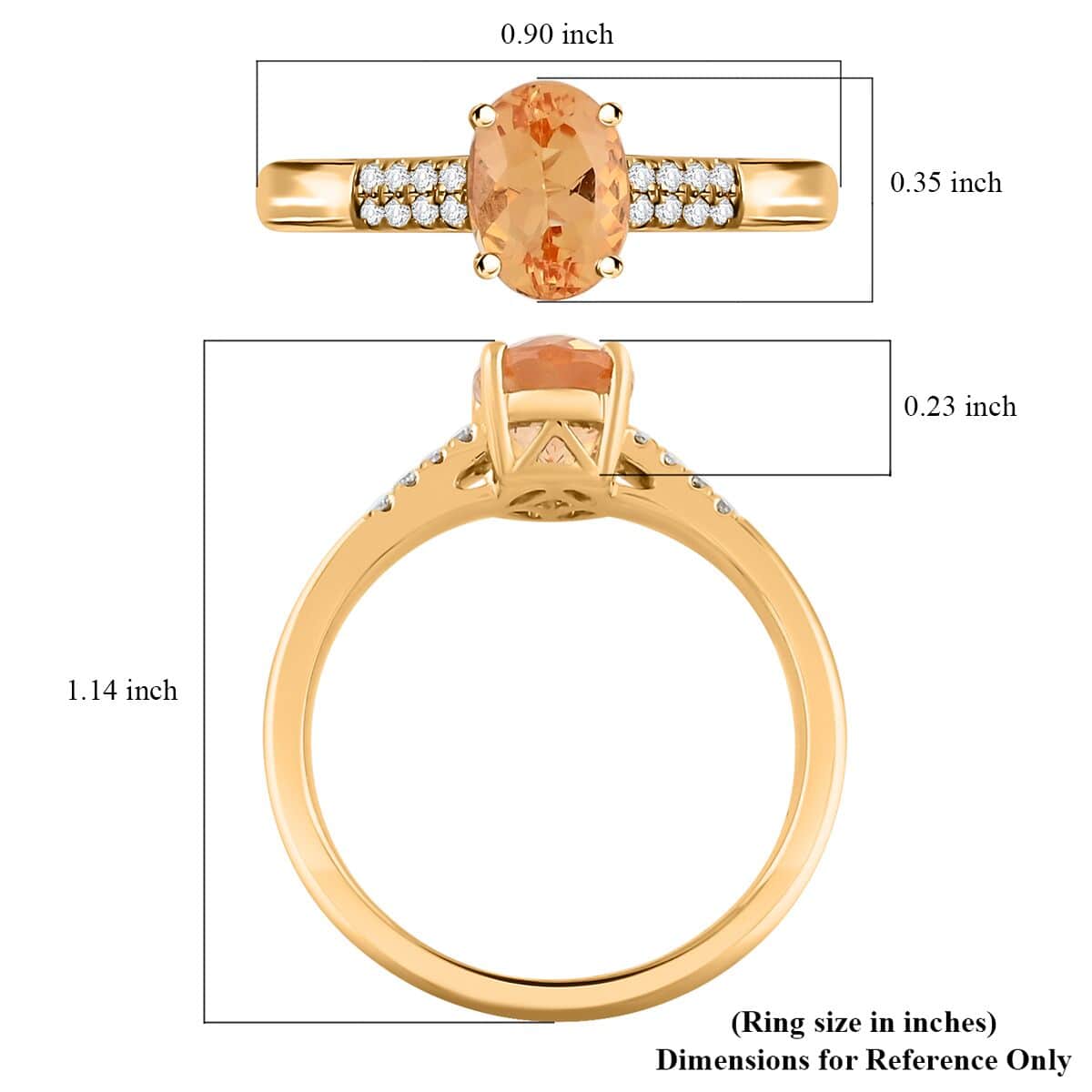 Certified & Appraised Luxoro 10K Yellow Gold AAA Imperial Topaz and G-H I2 Diamond Ring (Size 10.0) 1.55 ctw image number 4