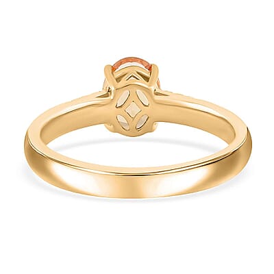 Certified & Appraised 10K Yellow Gold AAA Imperial Topaz, Diamond (G-H, I2) Ring (Size 11.0) 1.55 ctw