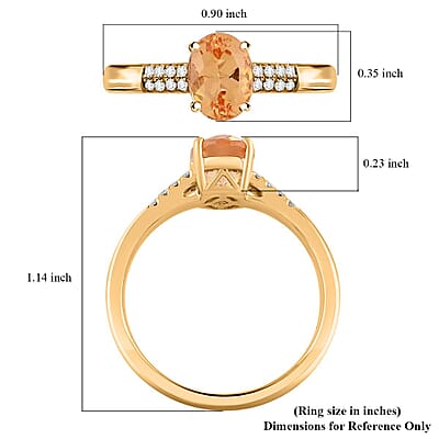 Certified & Appraised Luxoro 10K Yellow Gold AAA Imperial Topaz and G-H I2 Diamond Ring (Size 6.0) 1.55 ctw