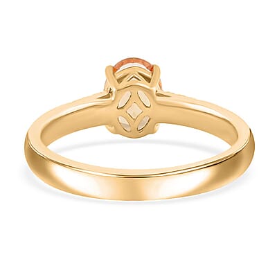 Certified & Appraised Luxoro 10K Yellow Gold AAA Imperial Topaz and G-H I2 Diamond Ring (Size 8.0) 1.55 ctw