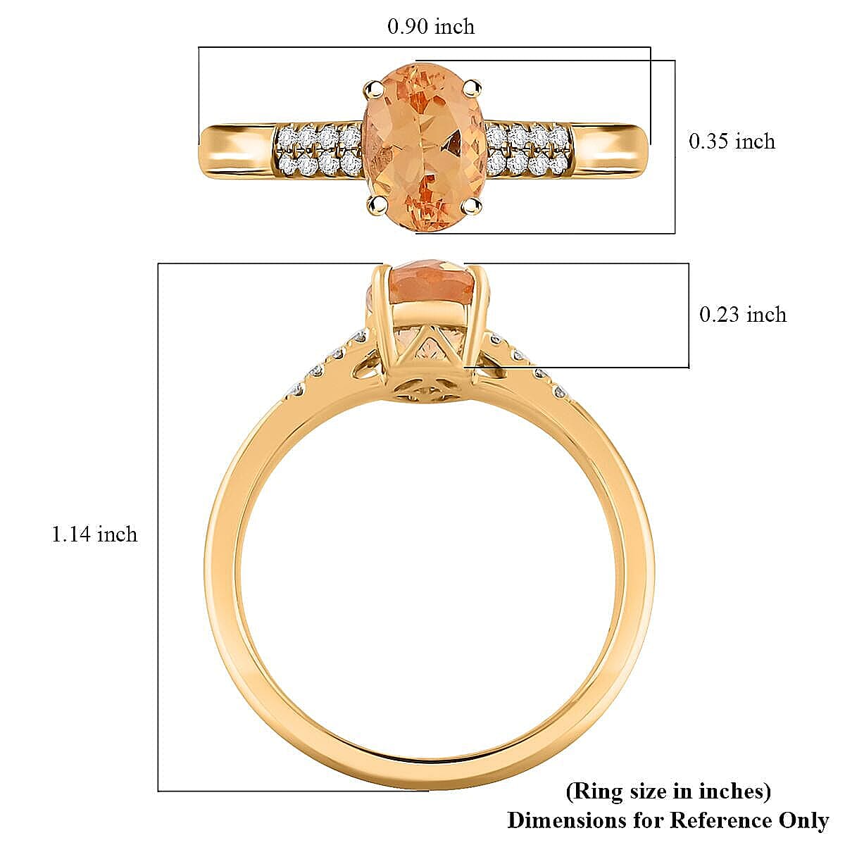 Certified & Appraised 10K Yellow Gold AAA Imperial Topaz, Diamond (G-H, I2) Ring (Size 9.5) 1.55 ctw image number 4