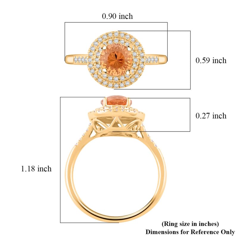 Certified & Appraised Luxoro AAA Imperial Topaz and G-H I2 Diamond 2.00 ctw Ring in 10K Yellow Gold (Size 10.0)