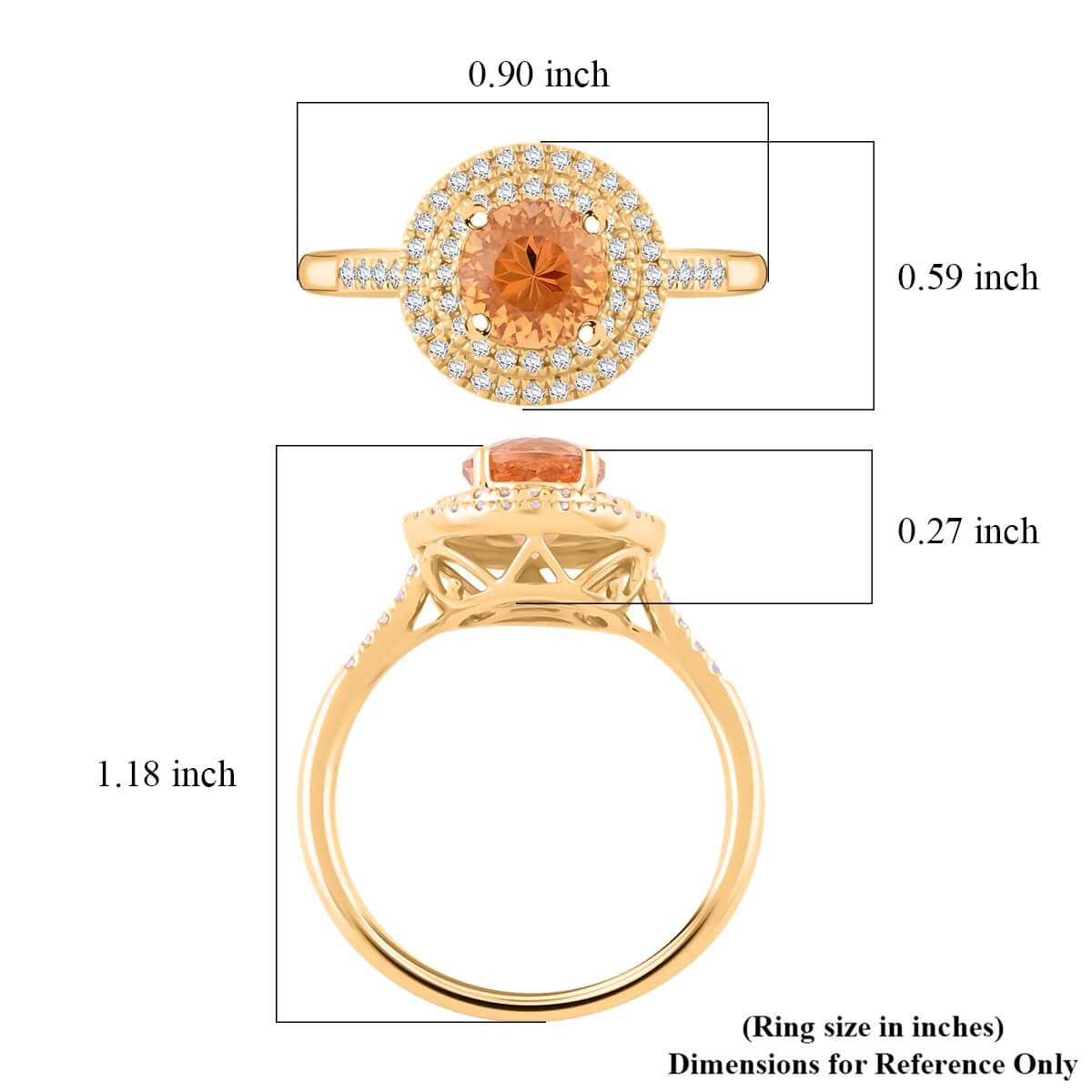 Certified & Appraised Luxoro 10K Yellow Gold AAA Imperial Topaz and G-H I2 Diamond Ring (Size 7.0) 2.00 ctw image number 4