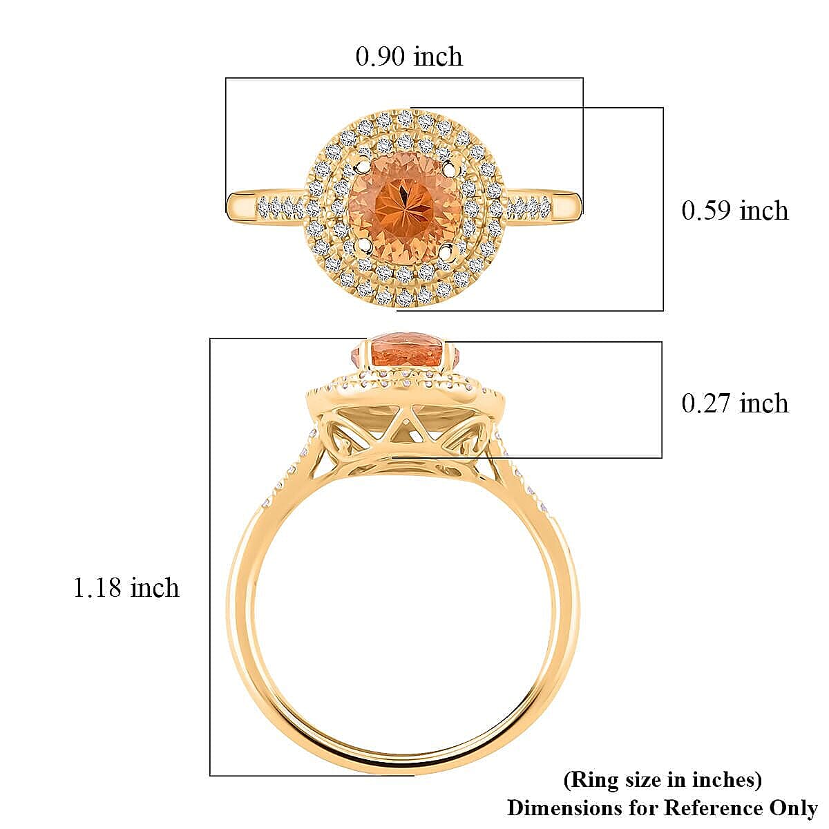 Certified & Appraised Luxoro AAA Imperial Topaz and G-H I2 Diamond 2.00 ctw Ring in 10K Yellow Gold (Size 8.5) image number 4