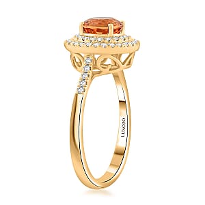 Certified & Appraised Luxoro AAA Imperial Topaz and G-H I2 Diamond 2.00 ctw Ring in 10K Yellow Gold (Size 9.5)