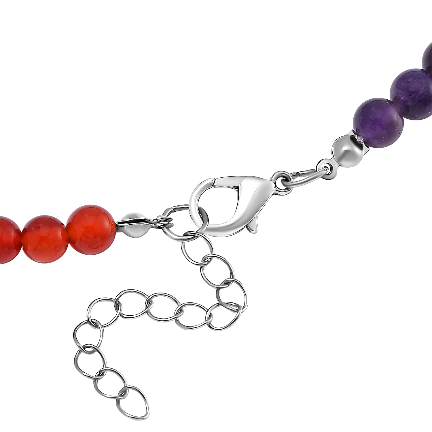 Multi Gemstone 135.00 ctw Beaded Seven Chakra Pendulum Necklace 18-20 Inches in Silvertone