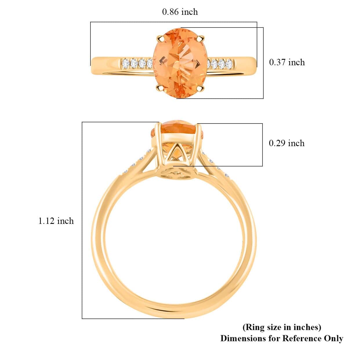 Certified & Appraised Luxoro 10K Yellow Gold AAA Imperial Topaz and G-H I2 Diamond Ring (Size 8.0) 2.15 ctw image number 3