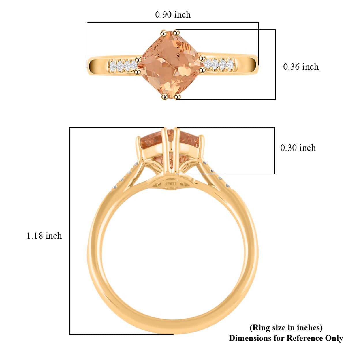 Certified & Appraised Luxoro 10K Yellow Gold AAA Imperial Topaz and G-H I2 Diamond Ring (Size 8.0) 2.00 ctw image number 4