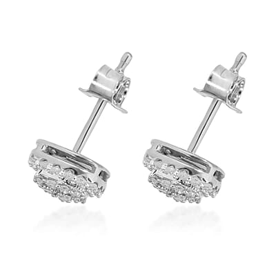 Natural Pink and White Diamond I3 0.50 ctw Stud Earrings in Vermeil Rose Gold Over Sterling Silver