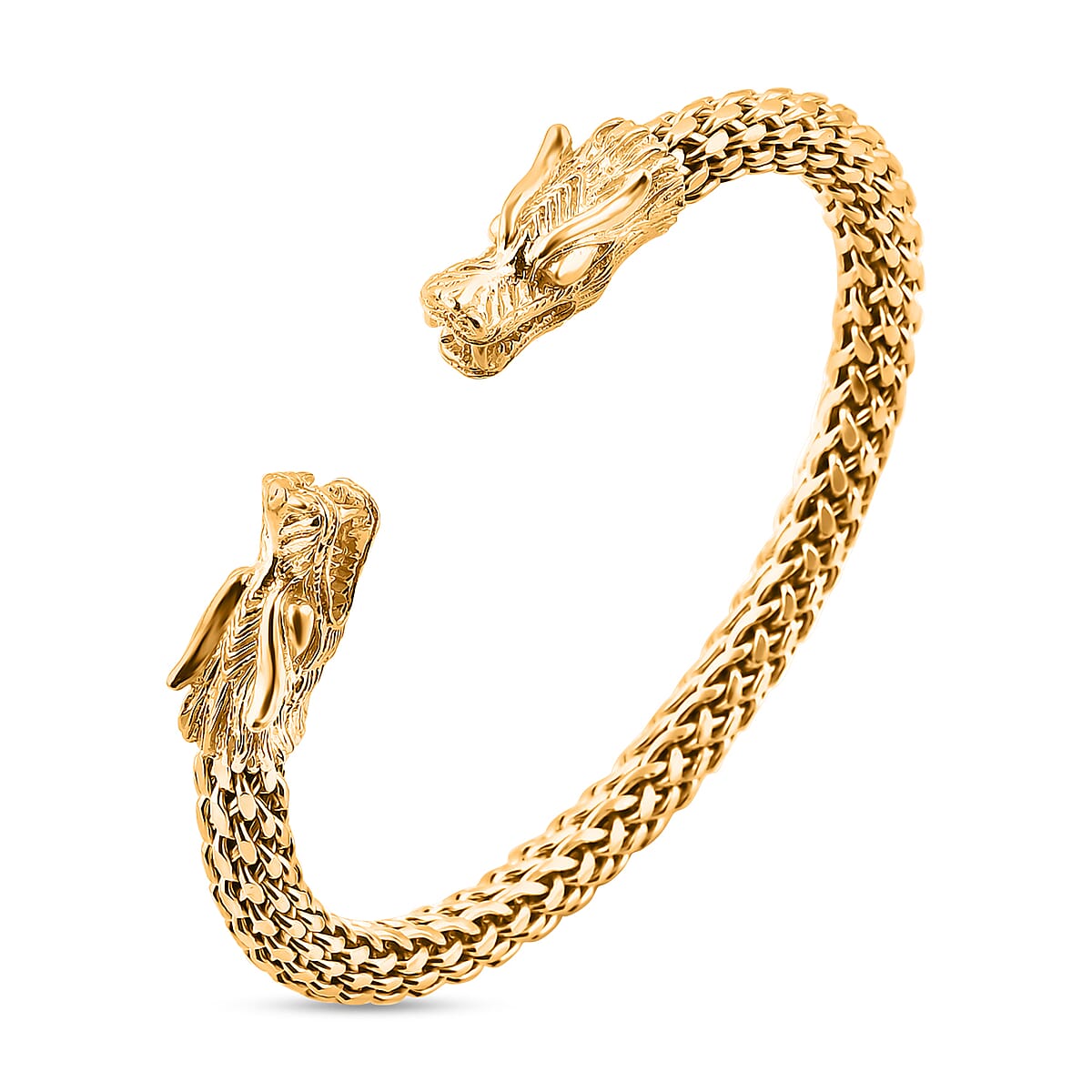 Bali Legacy Dragon Cuff Bracelet in Vermeil Yellow Gold Over Sterling Silver (7.25 In) 44.78 Grams image number 3