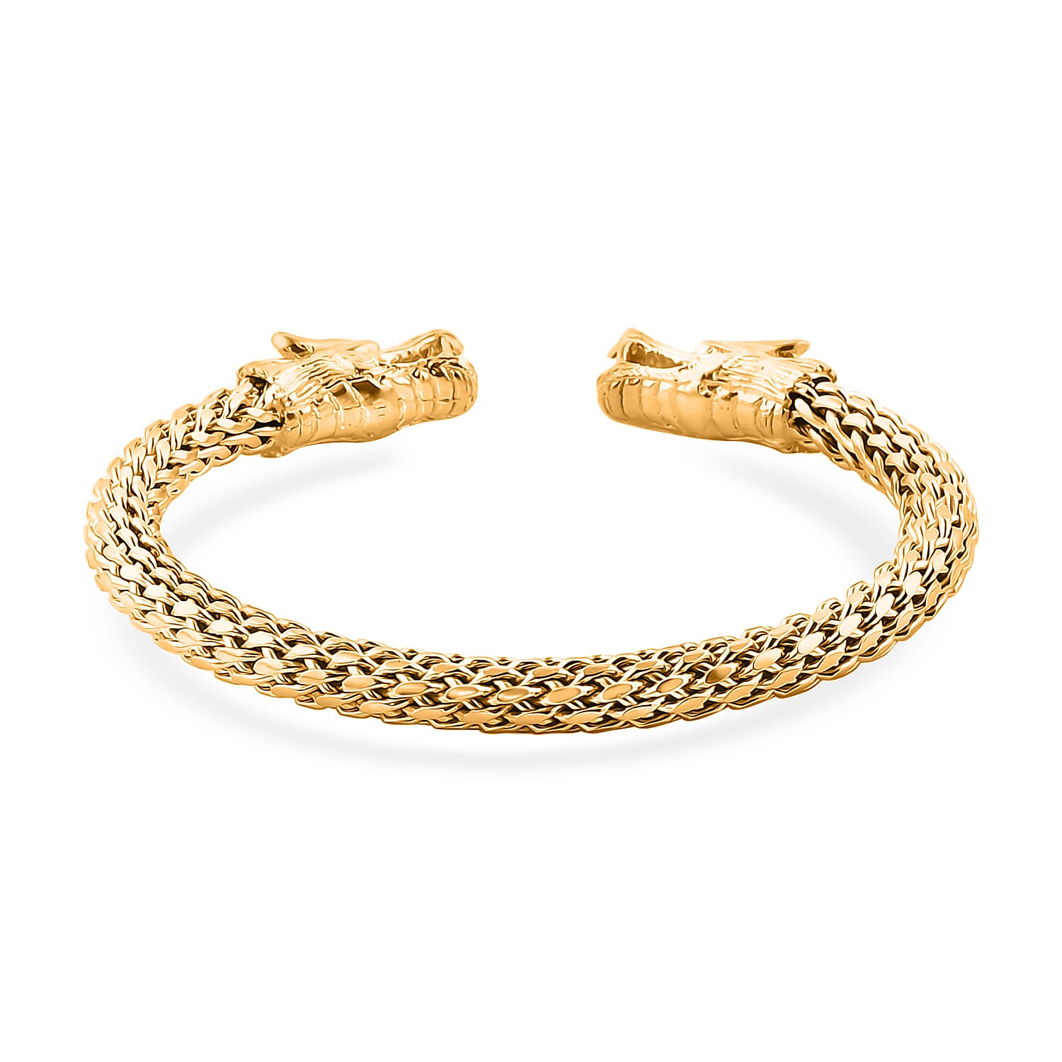 Bali Legacy Dragon Cuff Bracelet in Vermeil Yellow Gold Over Sterling Silver (7.25 In) 44.78 Grams
