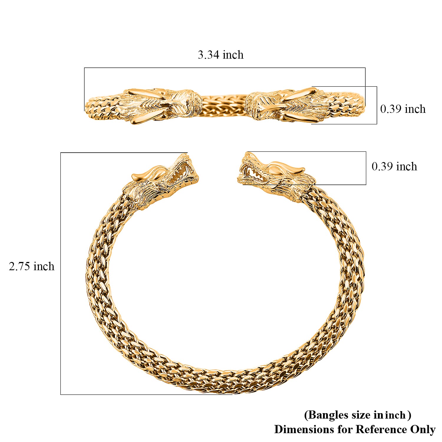 Bali Legacy Dragon Cuff Bracelet in Vermeil Yellow Gold Over Sterling Silver (7.25 In) 44.78 Grams