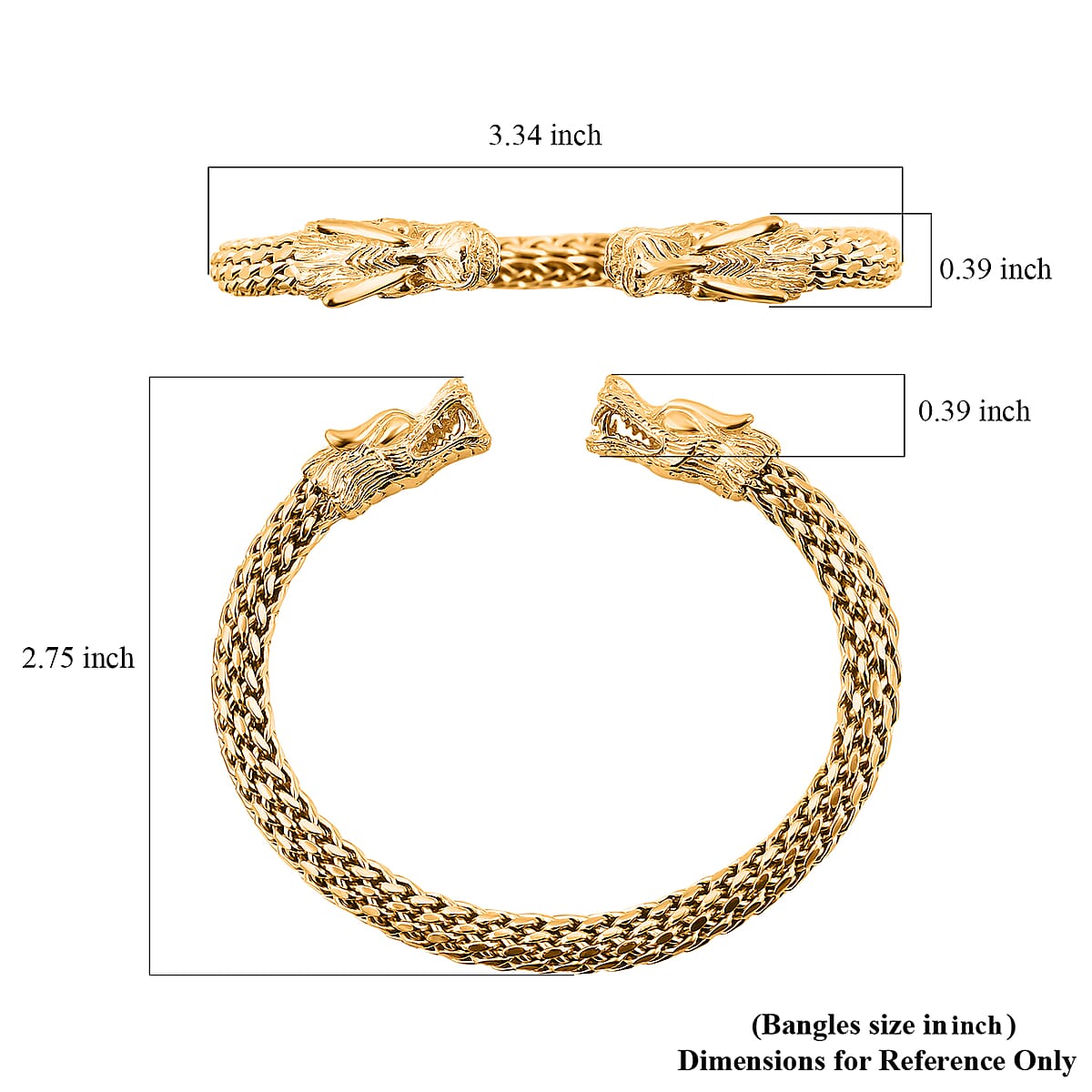 Bali Legacy Dragon Cuff Bracelet in Vermeil Yellow Gold Over Sterling Silver (7.25 In) 44.78 Grams image number 5