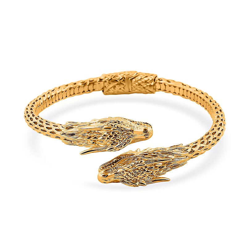 Bali Legacy Dragon Bangle Bracelet in Vermeil Yellow Gold Over Sterling Silver (7.25 In) 30.95 Grams
