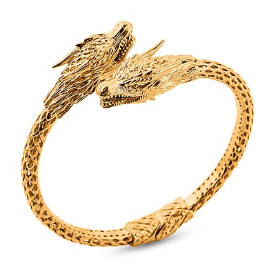 Bali Legacy Dragon Bangle Bracelet in Vermeil Yellow Gold Over Sterling Silver (7.25 In) 30.95 Grams